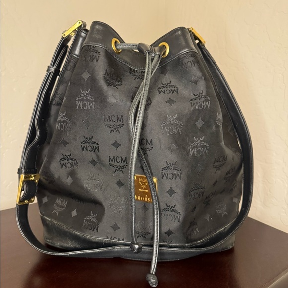 MCM Handbags - MCM Black canvas and Leather bucket bag